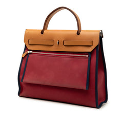エルメス エールバッグ ジップPM ハンドバッグ ショルダーバッグ 2WAY レッド ネイビー キャンバス レザー レディース HERMES 【中古】