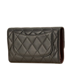 シャネル マトラッセ ココマーク 長財布 ブラック ラムスキン レディース CHANEL 【中古】
