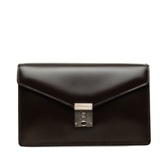 サルヴァトーレフェラガモ ダイヤルロック セカンドバッグ EP-24 1001 ダークブラウン レザー メンズ Salvatore Ferragamo 【中古】