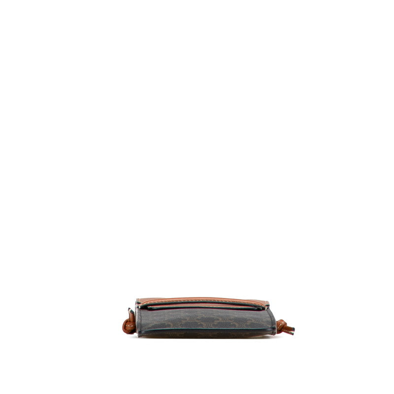 セリーヌ トリンオフ モバイルポーチ フォンポーチ ショルダーバッグ ブラック ブラウン PVC レザー レディース CELINE 【中古】