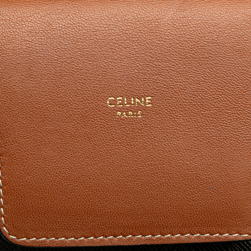 セリーヌ トリンオフ モバイルポーチ フォンポーチ ショルダーバッグ ブラック ブラウン PVC レザー レディース CELINE 【中古】
