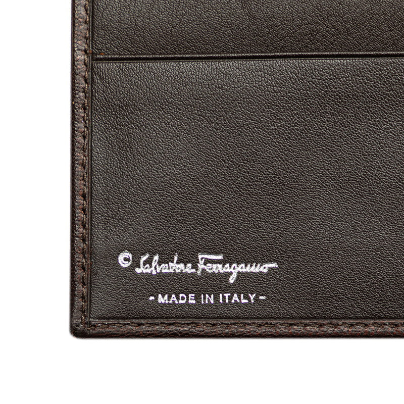 サルヴァトーレフェラガモ 二つ折り財布 IR-661050 ブラウン レザー レディース Salvatore Ferragamo 【中古】