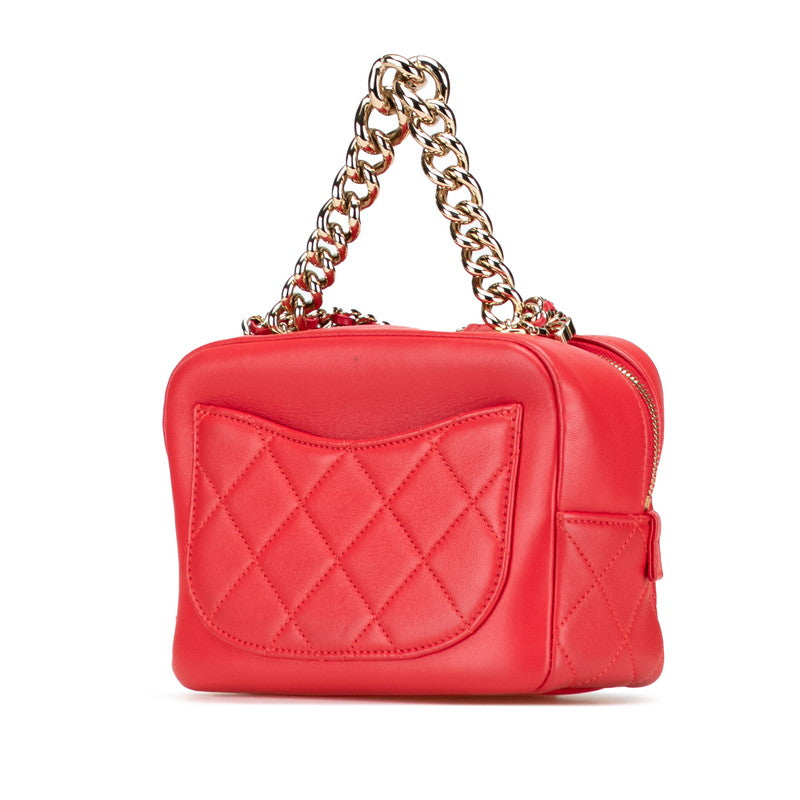 シャネル マトラッセ スタッズ ココマーク チェーンショルダーバッグ レッド ゴールド ラムスキン レディース CHANEL 【中古】