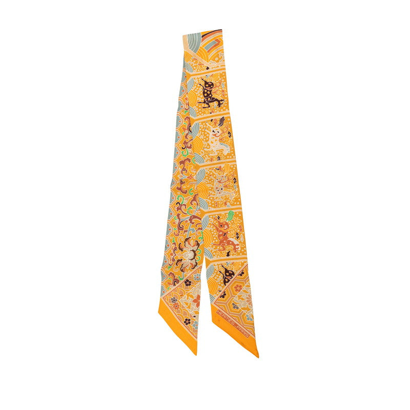 エルメス ツイリー Collections Imperiales 王室のコレクション スカーフ オレンジ系 マルチカラー シルク レディース HERMES 【中古】