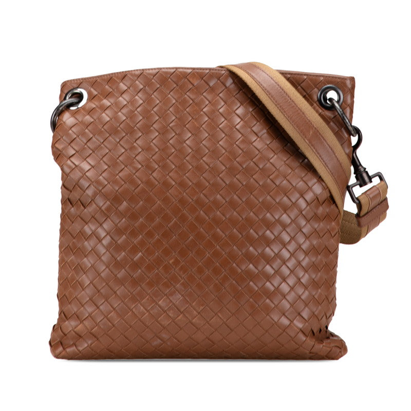 ボッテガヴェネタ イントレチャート ショルダーバッグ ブラウン レザー レディース BOTTEGAVENETA 【中古】