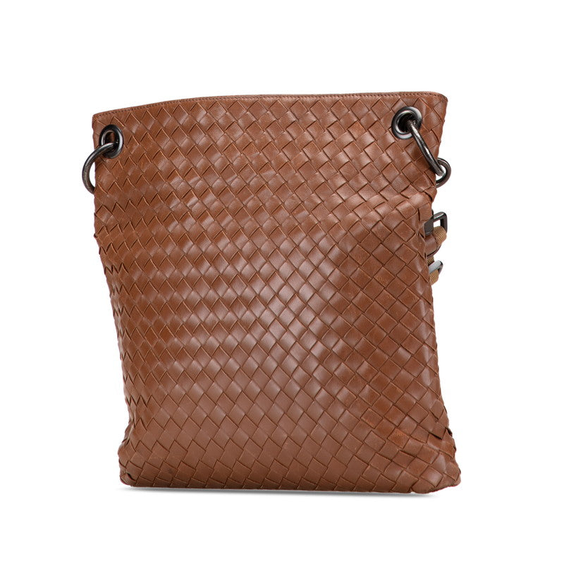 ボッテガヴェネタ イントレチャート ショルダーバッグ ブラウン レザー レディース BOTTEGAVENETA 【中古】