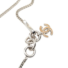 シャネル ココマーク クローバー モチーフ ネックレス 04P シルバー ベージュ メタル ラインストーン レディース CHANEL 【中古】