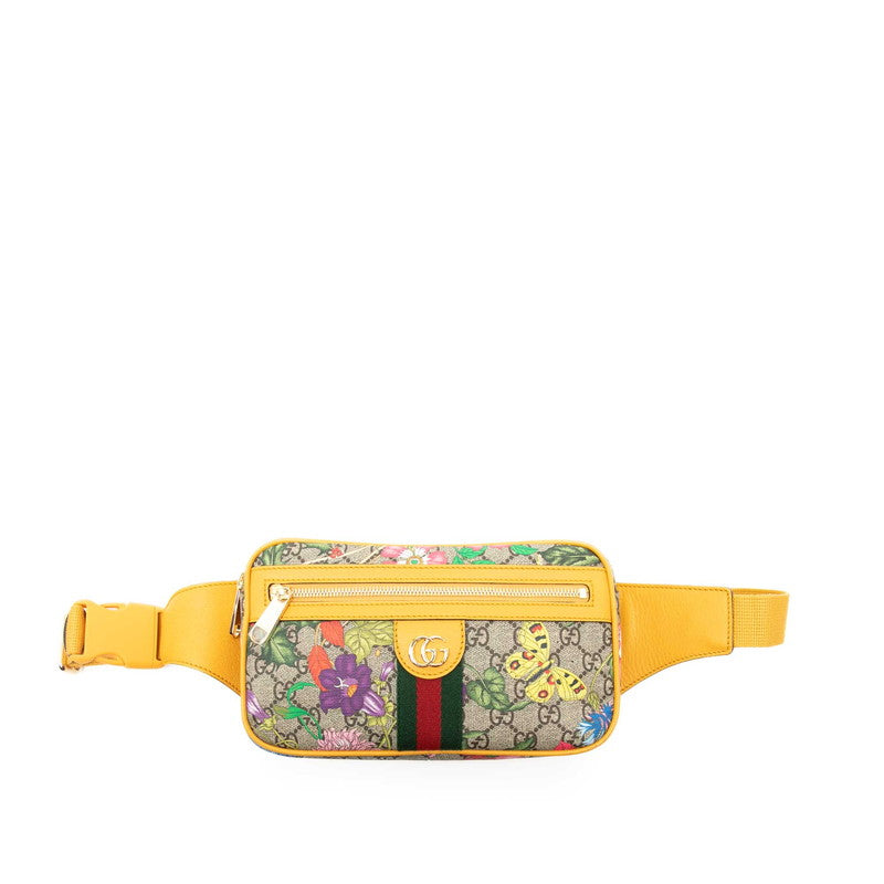 グッチ オフィディア GGフローラ ボディバッグ ウエストバッグ 574796 イエロー マルチカラー PVC レザー レディース GUCCI 中古