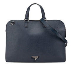 プラダ サフィアーノ ビジネスバッグ ショルダーバッグ 2WAY ネイビー レザー メンズ PRADA 【中古】