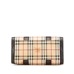 バーバリー ノバチェック シャドーホース ハンドバッグ ボストンバッグ ベージュ ブラウン PVC レザー レディース BURBERRY 【中古】