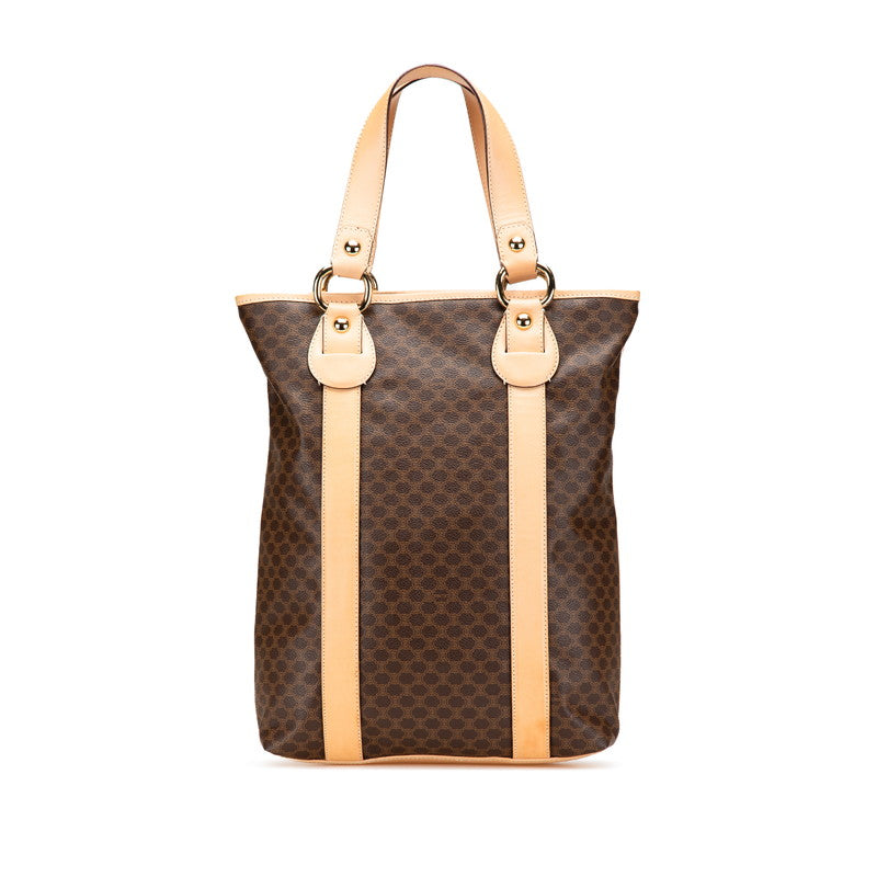 セリーヌ マカダム トートバッグ ハンドバッグ ブラウン PVC レザー レディース CELINE 【中古】