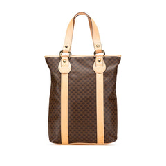 セリーヌ マカダム トートバッグ ハンドバッグ ブラウン PVC レザー レディース CELINE 【中古】
