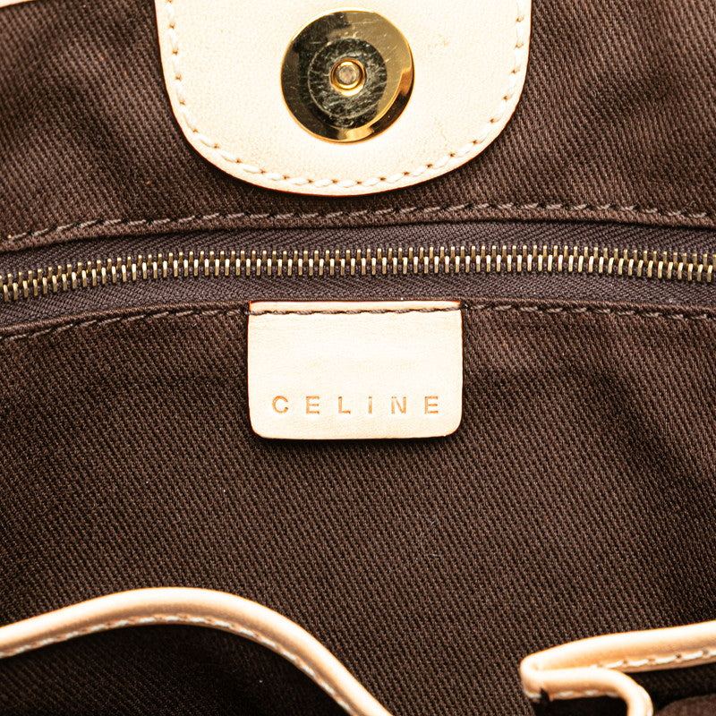 セリーヌ マカダム トートバッグ ハンドバッグ ブラウン PVC レザー レディース CELINE 【中古】