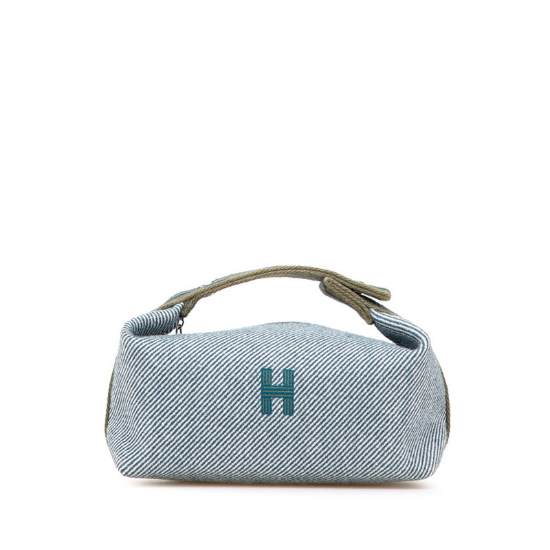 エルメス ブリッドアブラックPM ハンドバッグ ポーチ ネイビー カーキグリーン キャンバス レディース HERMES 【中古】