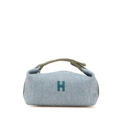 エルメス ブリッドアブラックPM ハンドバッグ ポーチ ネイビー カーキグリーン キャンバス レディース HERMES 【中古】