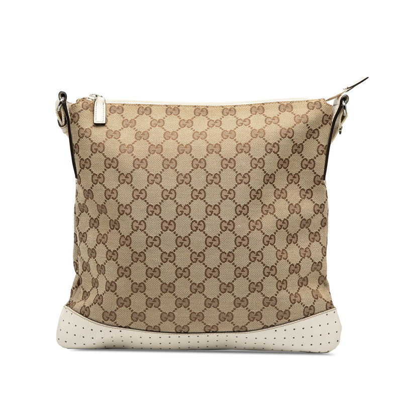 グッチ GGキャンバス ショルダーバッグ 145857 ベージュ アイボリー キャンバス レザー レディース GUCCI 【中古】