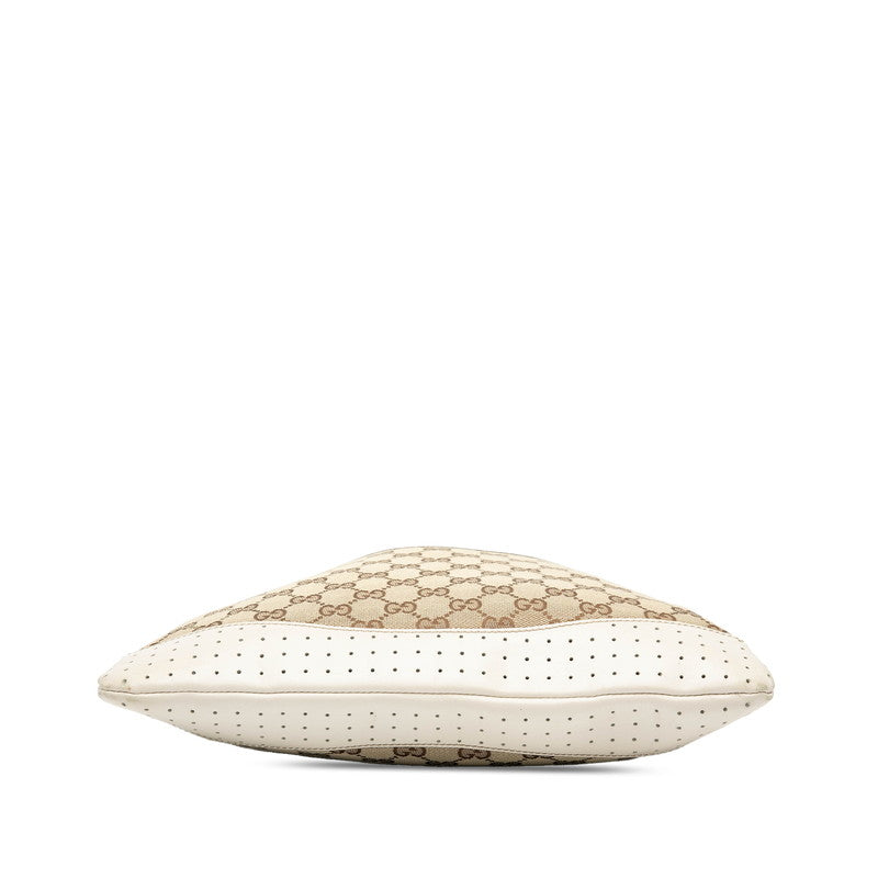 グッチ GGキャンバス ショルダーバッグ 145857 ベージュ アイボリー キャンバス レザー レディース GUCCI 【中古】