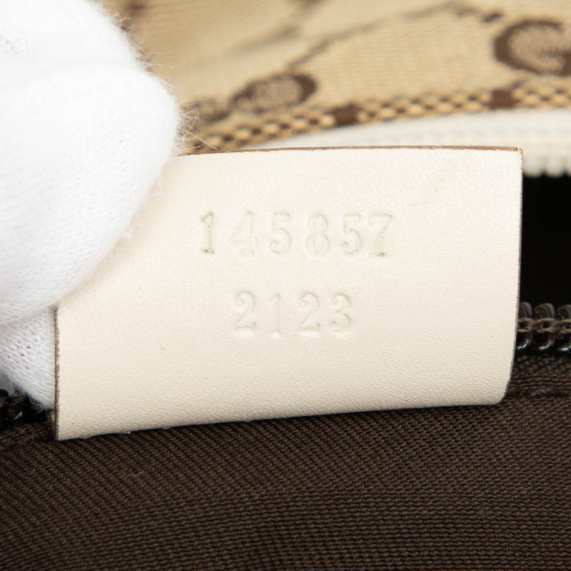 グッチ GGキャンバス ショルダーバッグ 145857 ベージュ アイボリー キャンバス レザー レディース GUCCI 【中古】