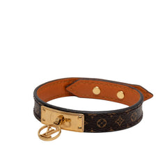 ルイ ヴィトン モノグラム ブラスレ ロゴマニア ブレスレット M4150F ブラウン PVC レザー レディース LOUIS VUITTON 【中古】