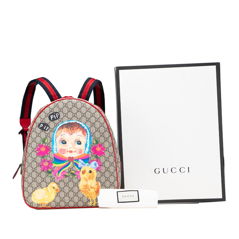 グッチ GGスプリーム キッズライン ナタリードール リュック バックパック 433578 ベージュ レッド マルチカラー PVC レザー レディース GUCCI 【中古】