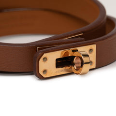 エルメス ミニ ケリー ドゥブルトゥール ブレスレット ブラウン ゴールド金具 ヴォースイフト レディース HERMES 【中古】