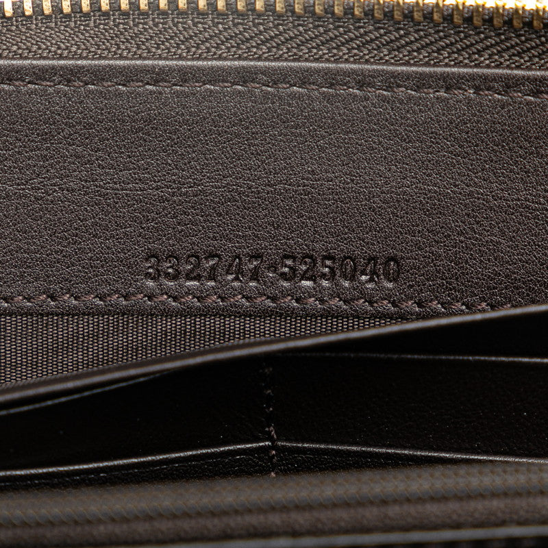 グッチ グッチシマ L字ファスナー 長財布 332747 ブラウン レザー レディース GUCCI 【中古】