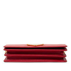 プラダ 三角ロゴプレート チェーン ウォレット ショルダーバッグ 斜めかけ レッド サフィアーノ レター レディース PRADA 【中古】