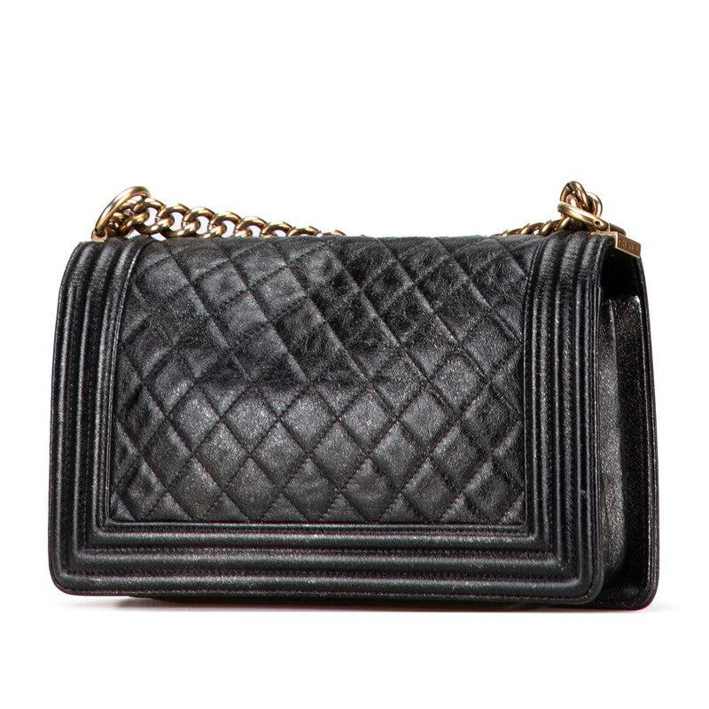 シャネル ボーイシャネル ココマーク チェーン ショルダーバッグ ブラック レザー レディース CHANEL 【中古】