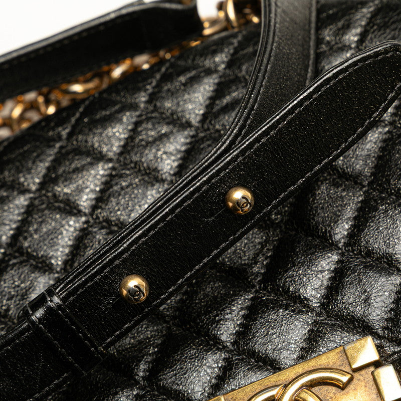 シャネル ボーイシャネル ココマーク チェーン ショルダーバッグ ブラック レザー レディース CHANEL 【中古】