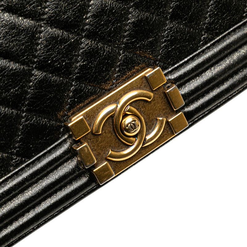 シャネル ボーイシャネル ココマーク チェーン ショルダーバッグ ブラック レザー レディース CHANEL 【中古】