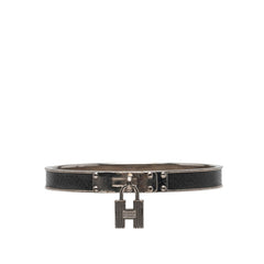 エルメス ケリーバングル Hモチーフ バングル シルバー ブラック メタル レザー レディース HERMES 【中古】