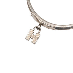 エルメス ケリーバングル Hモチーフ バングル シルバー ブラック メタル レザー レディース HERMES 【中古】