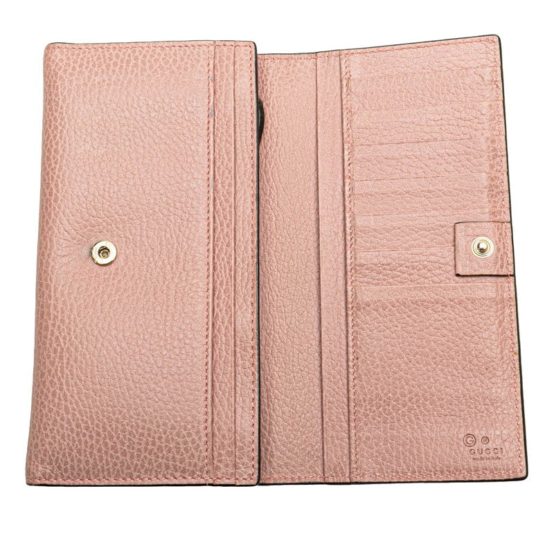 グッチ インターロッキングG 長財布 449279 ピンク レザー レディース GUCCI 【中古】