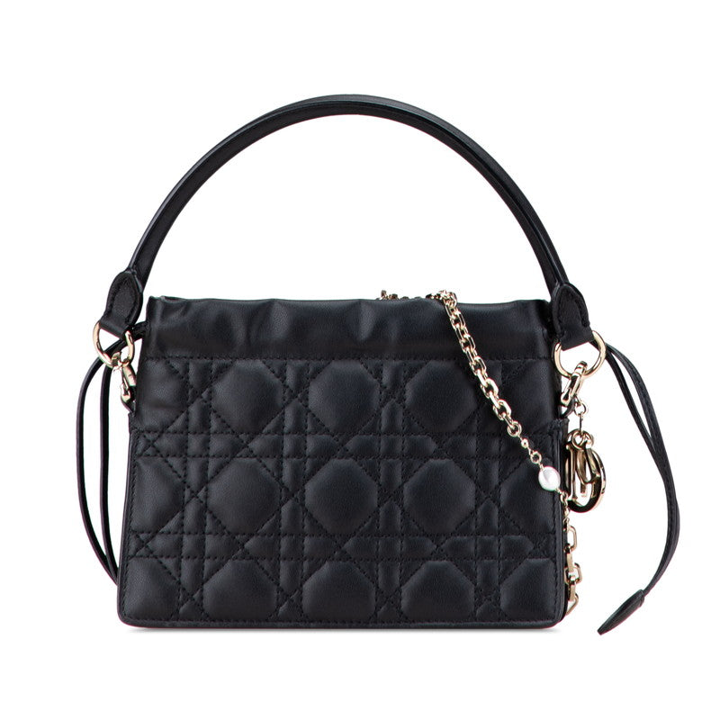 ディオール ミリー カナージュ レディディオール ミニ ハンドバッグ チェーンショルダーバッグ 2WAY ブラック ラムスキン レディース Dior 【中古】