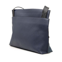 ロエベ アナグラム Tメッセンジャーバッグ 斜め掛け バイカラー ショルダーバッグ ネイビー レザー メンズ LOEWE 【中古】