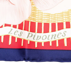 エルメス カレ90 Les Pivoines レ ピヴォワンヌ 芍薬 牡丹 スカーフ 大判スカーフ ピンク系 シルク レディース HERMES 中古