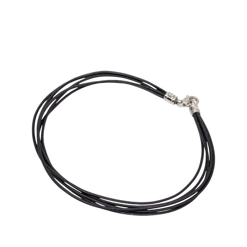 ブルガリ 5連 チョーカー ブラック レザー メタル レディース BVLGARI 【中古】