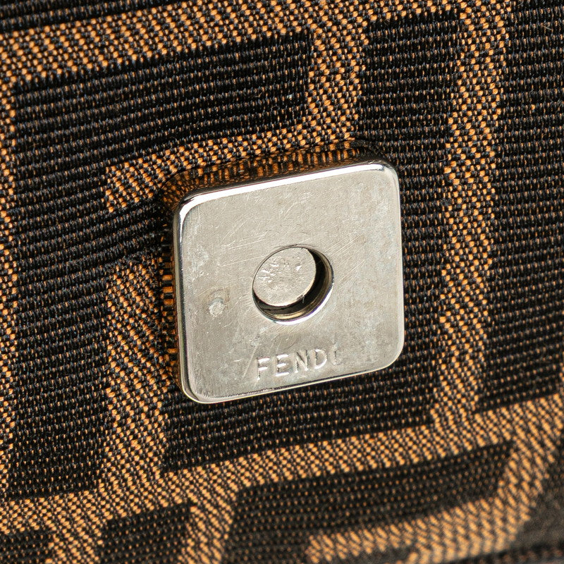 フェンディ ズッカ マンマバケット ハンドバッグ ワンショルダーバッグ ブラウン キャンバス レザー レディース FENDI 【中古】
