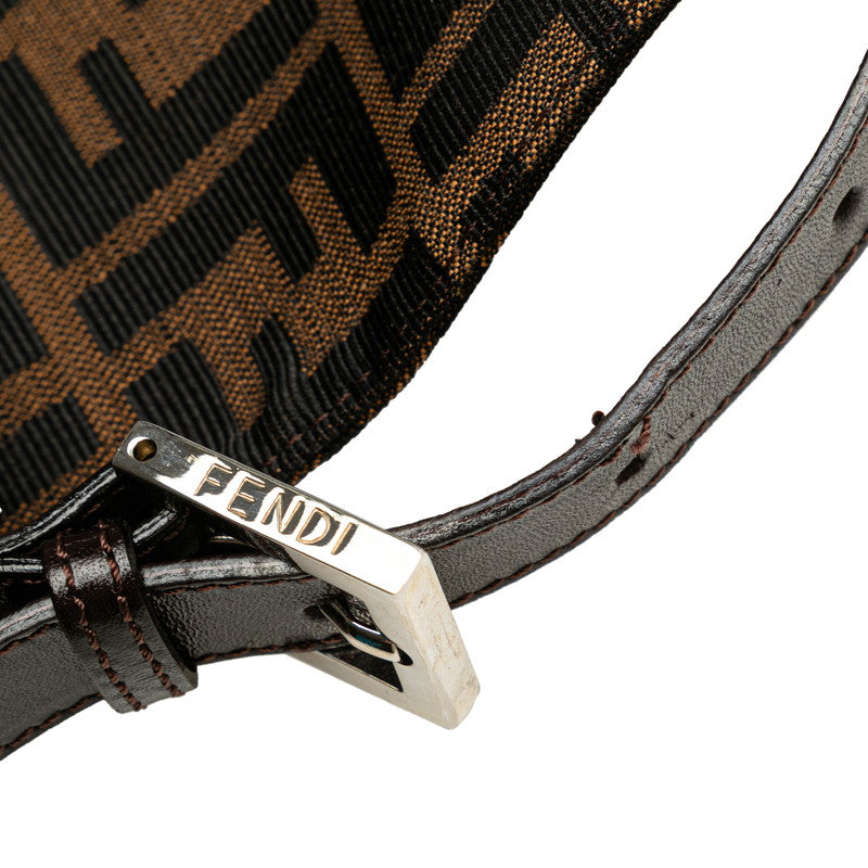 フェンディ ズッカ マンマバケット ハンドバッグ ワンショルダーバッグ ブラウン キャンバス レザー レディース FENDI 【中古】