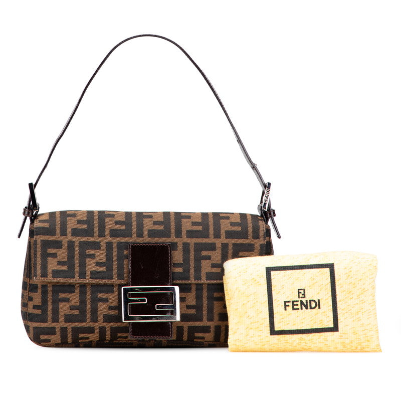 フェンディ ズッカ マンマバケット ハンドバッグ ワンショルダーバッグ ブラウン キャンバス レザー レディース FENDI 【中古】