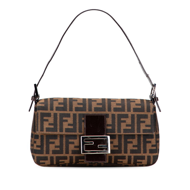 フェンディ ズッカ マンマバケット ハンドバッグ ワンショルダーバッグ ブラウン キャンバス レザー レディース FENDI 【中古】