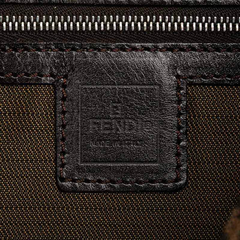 フェンディ ズッカ マンマバケット ハンドバッグ ワンショルダーバッグ ブラウン キャンバス レザー レディース FENDI 【中古】