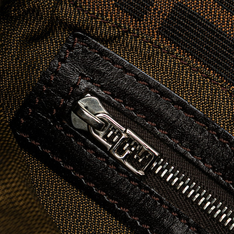 フェンディ ズッカ マンマバケット ハンドバッグ ワンショルダーバッグ ブラウン キャンバス レザー レディース FENDI 【中古】