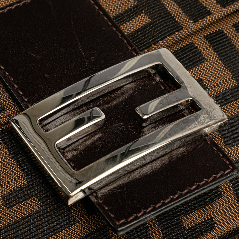 フェンディ ズッカ マンマバケット ハンドバッグ ワンショルダーバッグ ブラウン キャンバス レザー レディース FENDI 【中古】