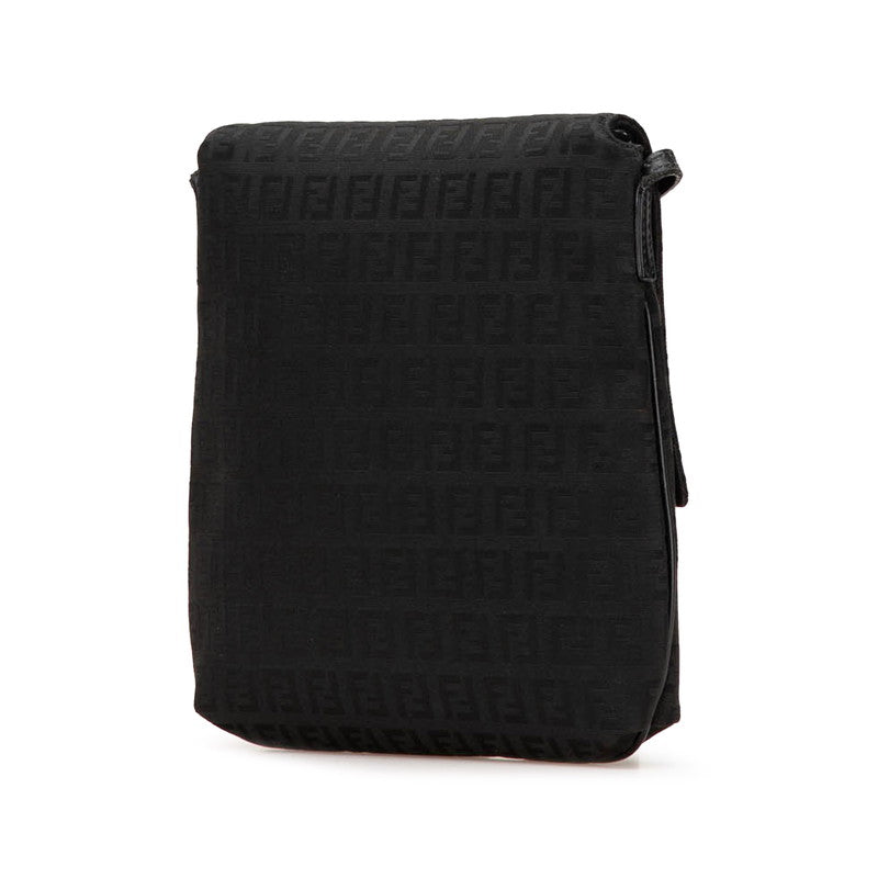 フェンディ ズッキーノ 斜め掛け ショルダーバッグ 8BT075 ブラック キャンバス レザー レディース FENDI 【中古】