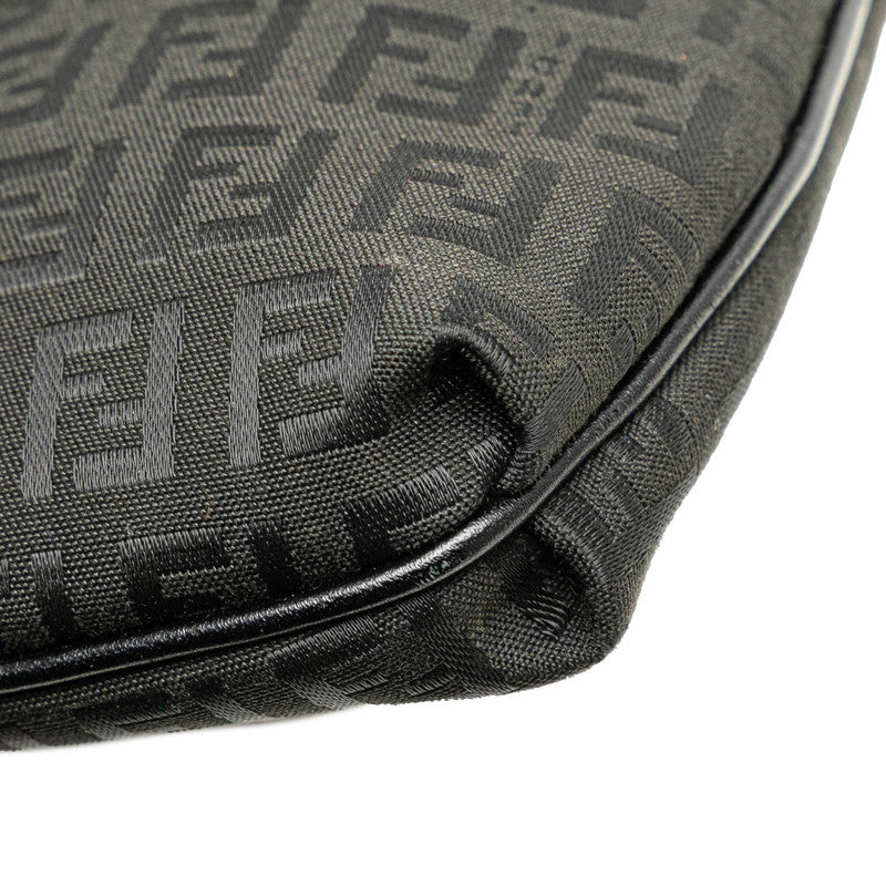 フェンディ ズッキーノ 斜め掛け ショルダーバッグ 8BT075 ブラック キャンバス レザー レディース FENDI 【中古】