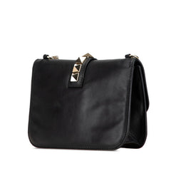 ヴァレンチノ ロックスタッズ チェーン ショルダーバッグ ブラック レザー レディース Valentino 【中古】