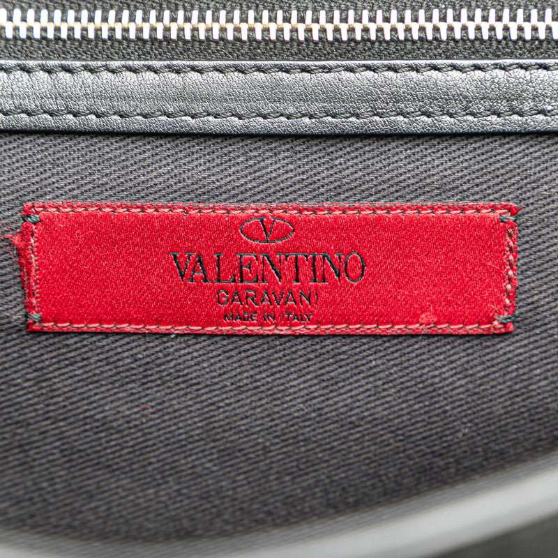 ヴァレンチノ ロックスタッズ チェーン ショルダーバッグ ブラック レザー レディース Valentino 【中古】