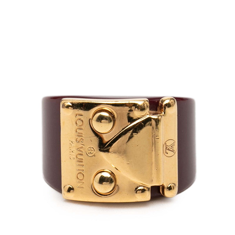 ルイ ヴィトン バーグ ロックミー リング 指輪 #M ワインレッド ゴールド プラスチック メッキ レディース LOUIS VUITTON 【中古】