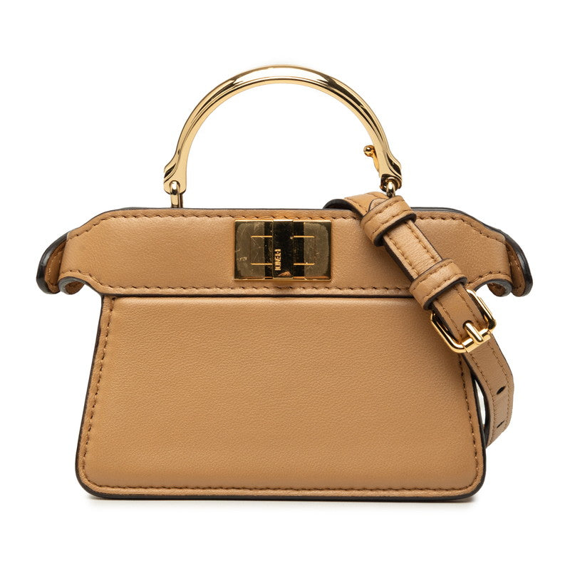 フェンディ ピーカブー アイシーユー マイクロ ハンドバッグ ショルダーバッグ 2WAY 7AS106 ベージュ レディース FENDI 中古